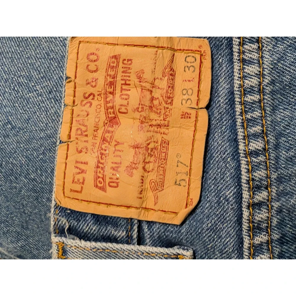 Levis 517 Bootcut Jeans Mens 38x30 Light Wash Blue Denim 100% Cotton 517-0216